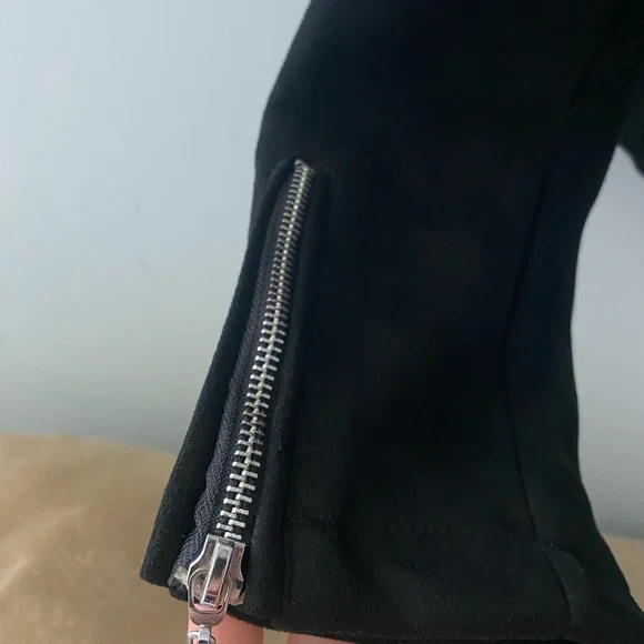 Jou Jou Black Vegan Suede Leather Moto Jacket • M - Picture 3 of 8